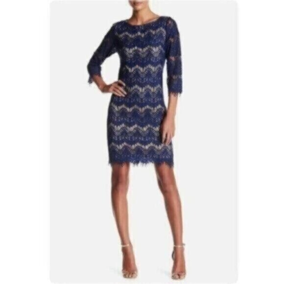 Jessica Howard Women's Lace Illusion Sheath Dress - Picture 2 of 15